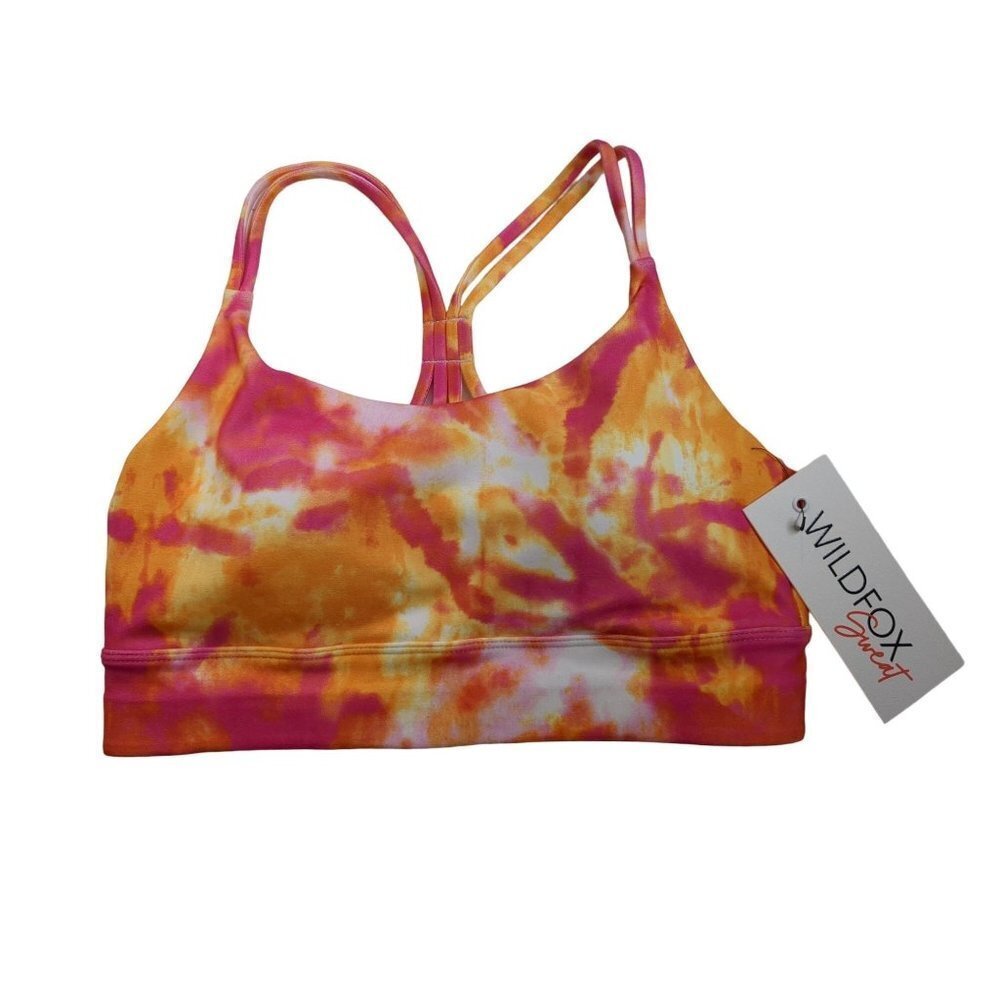 Wildfox Sports Bra Womens S Tie Dye‎ Strappy Back Pink Orange New